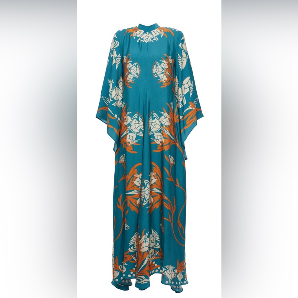 La DoubleJ Magnifico maxi dress Florence Placee in pebbled sable silk caftan.